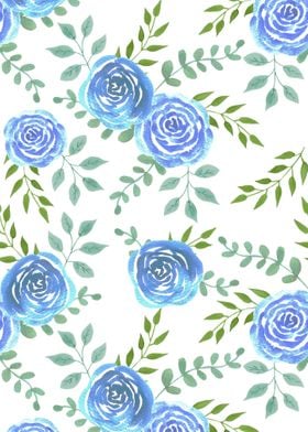 Blue watercolor roses