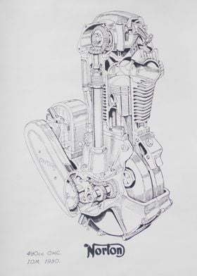 Norton 1930 cutaway engine