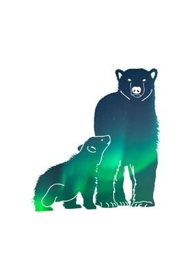 Polar Bear in the aurora