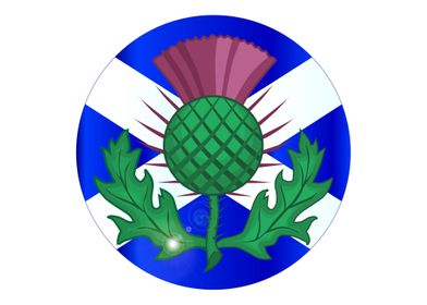 Scotish Flag And Thistle