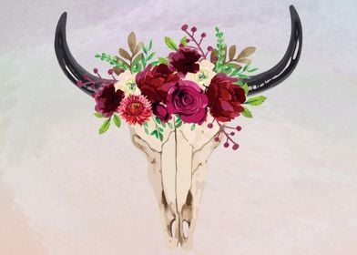 Floral bull skull decor