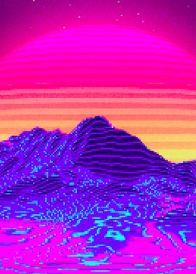 80s Sunset Pixel Art