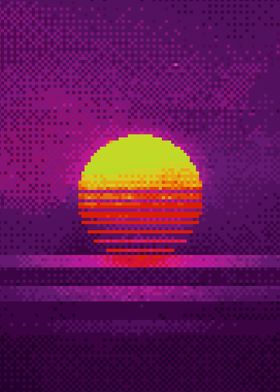 80s Sunset Pixel Art