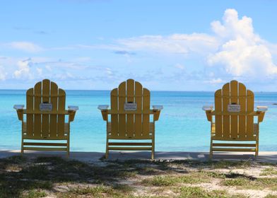 3 Yellow Beach Chairs