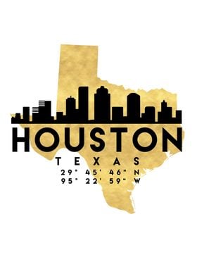 Houston Map Skyline Texas