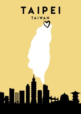 Taipei Map Skyline Taiwan