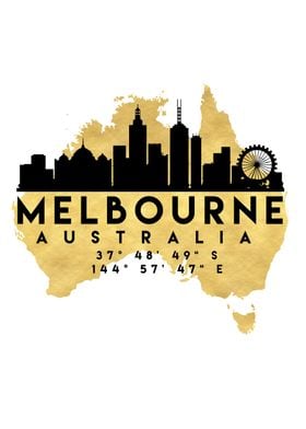 Melbourne Map Skyline