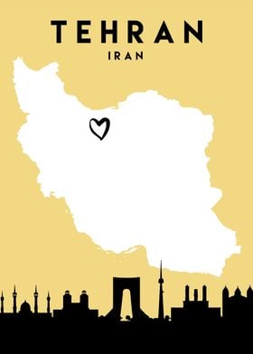 Tehran Map Iran Heart