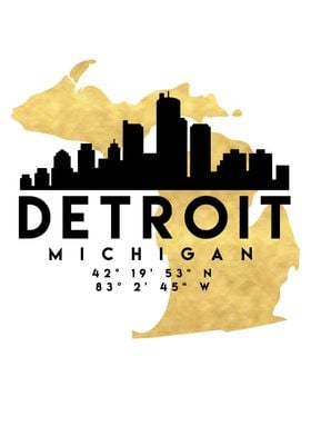 Detroit Map Skyline