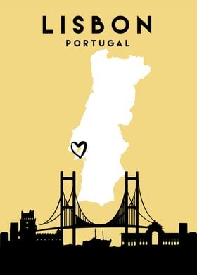 Lisbon Map Skyline