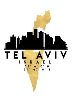 Tel Aviv Map Skyline 