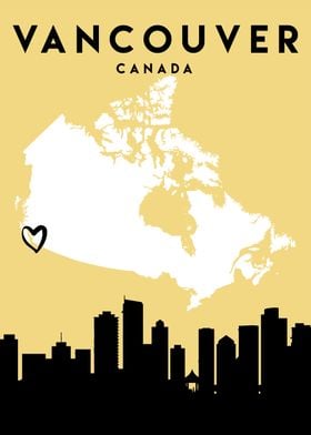 Vancouver Map Canada Heart