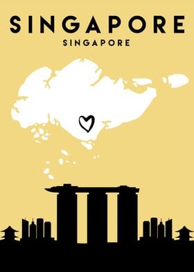 Singapore Map Skyline