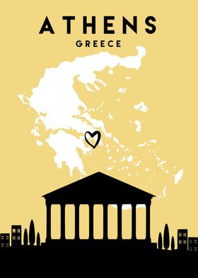 Athens Map Skyline