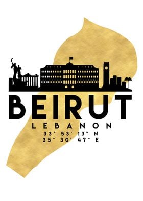 Beirut Map Skyline Lebanon