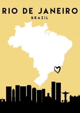 Rio de Janeiro Map Skyline