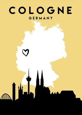 Cologne Map Skyline