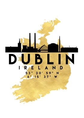 Dublin Map Skyline Ireland