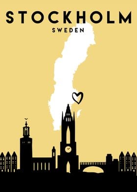 Stockholm Map Skyline