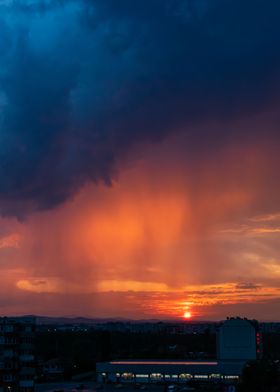 Rain and sunset 