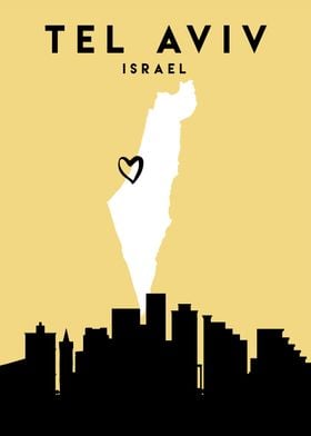 Tel Aviv Map Israel Heart