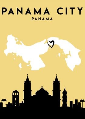 Panama City Map Skyline