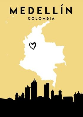 Medellin Map Skyline