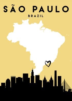 Sao Paulo Map Skyline