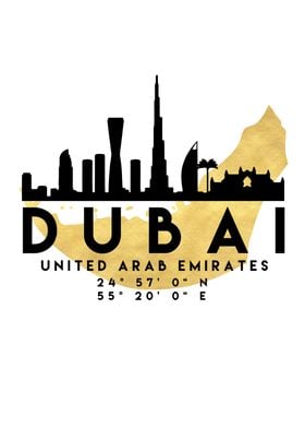 Dubai Map Skyline UAE