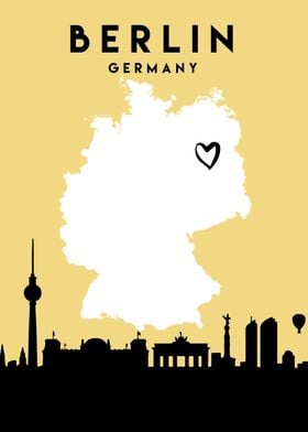 Berlin Map Skyline Germany