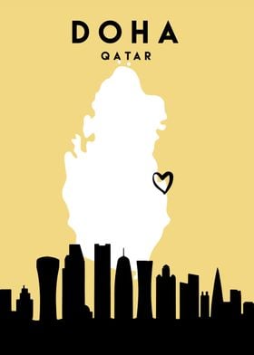 Doha Map Skyline Qatar