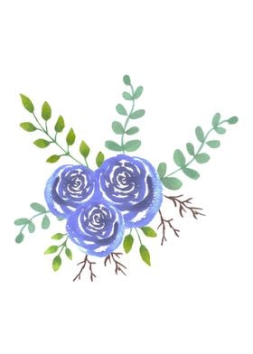 Watercolor blue roses