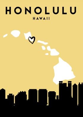 Honolulu Map Skyline