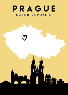 Prague Map Skyline