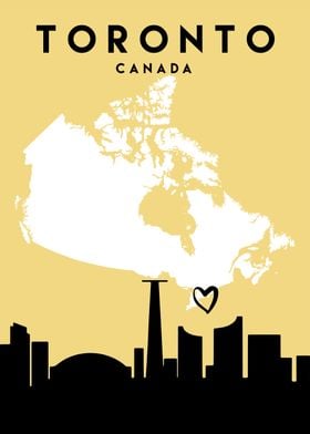 Toronto Map Canada Heart