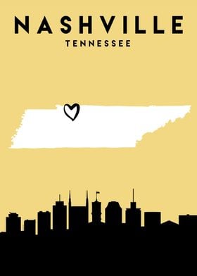 Nashville Map Skyline