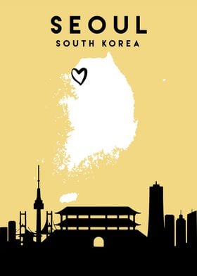 Seoul Map Skyline