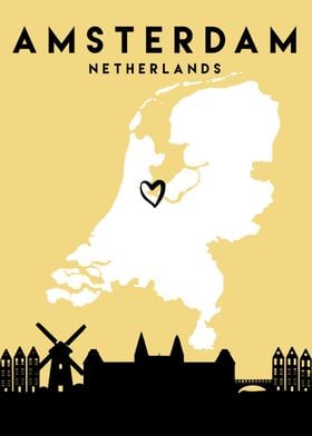 Amsterdam Map Skyline