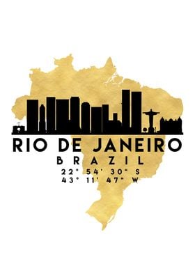 Rio de Janeiro Map Skyline