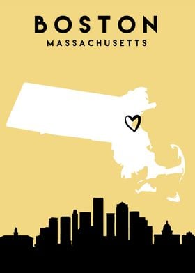 Boston Map Skyline