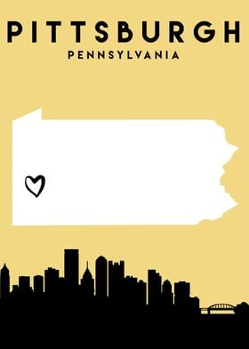 Pittsburgh Map Skyline