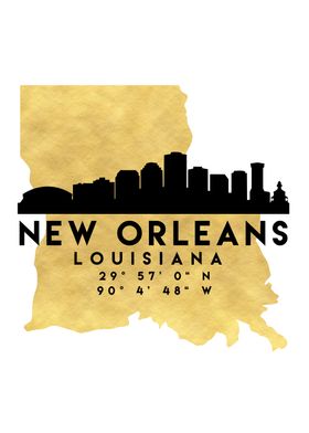 New Orleans Map Skyline