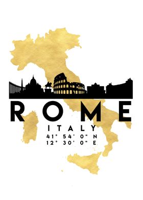 Rome Map Skyline Italy