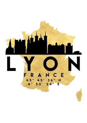 Lyon Map Skyline France