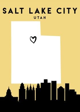 Salt Lake City Map Skyline