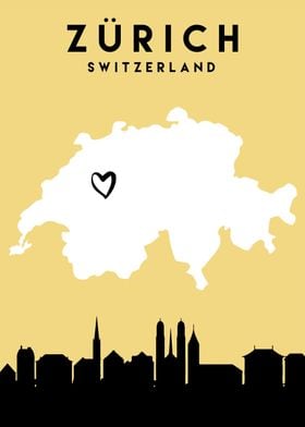 Zurich Map Skyline