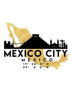 Mexico City Map Skyline