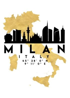 Milan Map Skyline Italy