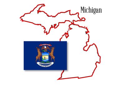 Michigan State Map Flag