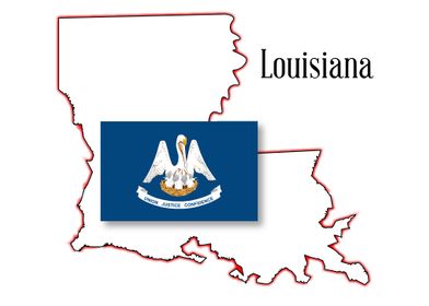 Louisiana State Map Flag